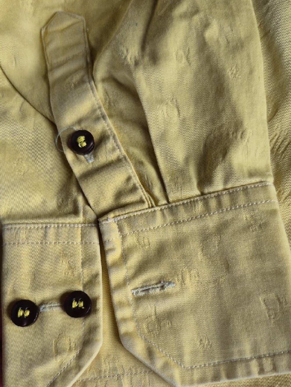 Dior Yellow Button-Down Shirt Jacket with Brown Shoulder Stripes AS is - Picture 5 of 6